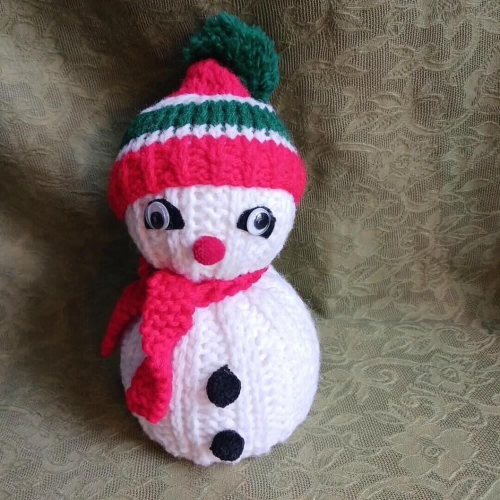 Vintage Hand Knit Snowman Christmas Decoration